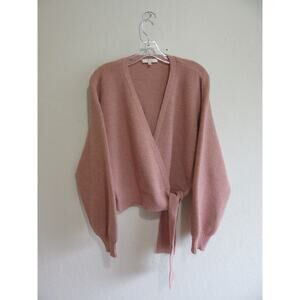 WAYF Pink Knit Wrap Long Sleeve L Winter Career Business Dinner Sweater